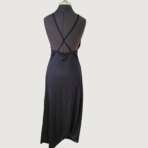Cacique Black Lace Trim Satin Slip Dress Size M Lingerie Nightwear - Picture 6 of 6